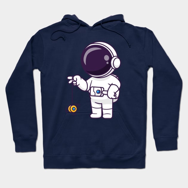 Cute Astronaut Playing Yoyo Cartoon Hoodie by Catalyst Labs